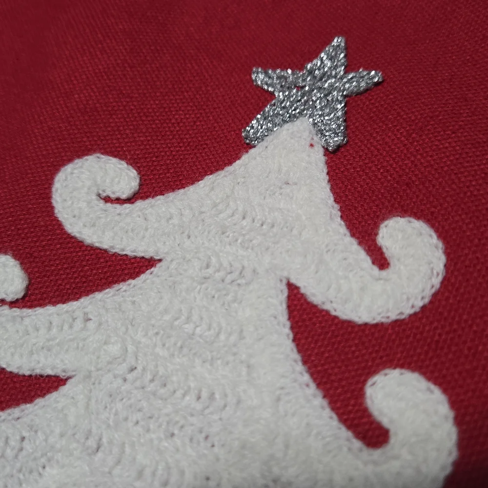 Holiday Red and White Christmas Tree Pillow Cover Only